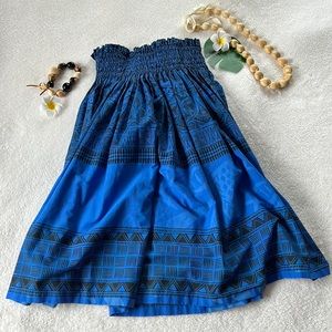 🌺Hawaiian Pa’u Hula Skirt, Blue Hawaiian Tropical Print, blue/black